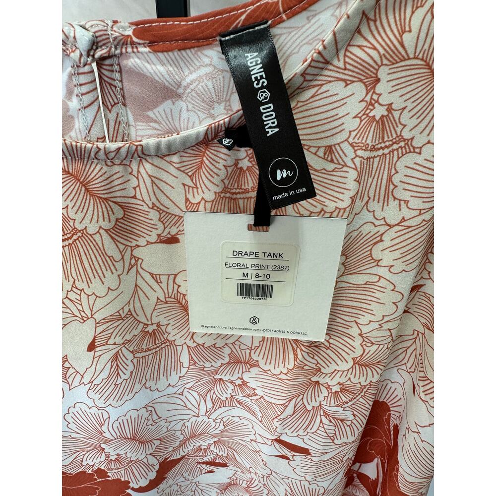 Agnes & Dora NWT Sz S Drape Tank Floral Orange Boho Blouse Prairie Festival - Picture 4 of 5